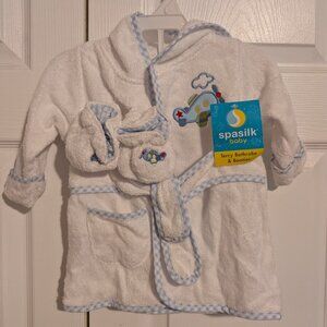 0-9 Mo. Spasilk Terry Baby Robe & Booties New with Tags